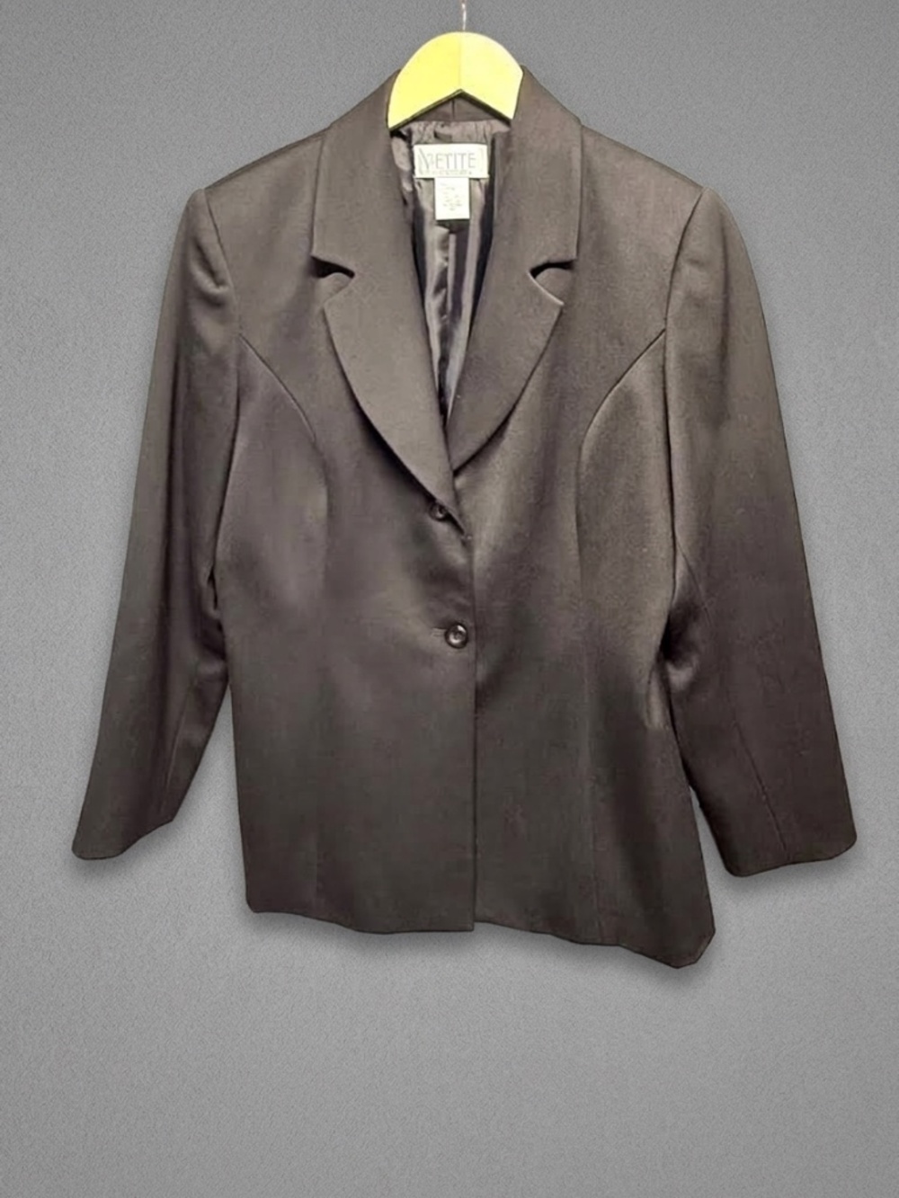 Vintage Petite Sophisticate 100% Wool Blazer Black Jacket 10 Petite Minimalist